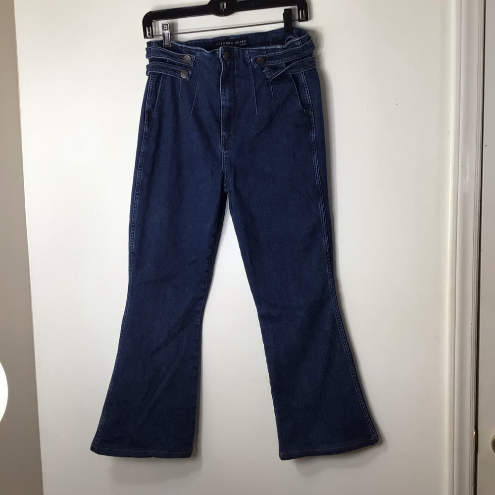Veronica Beard jeans women 30 Beverly skinny flare high rise dark wash